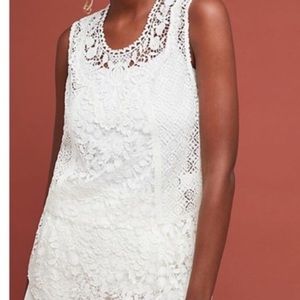 Anthropologie White Embroidered Top XS